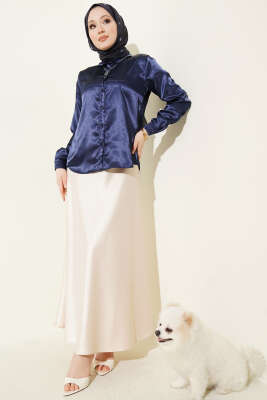 Saten Gömlek Lacivert - Gömlek