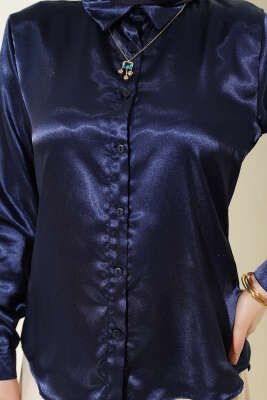 Saten Gömlek Lacivert - Gömlek