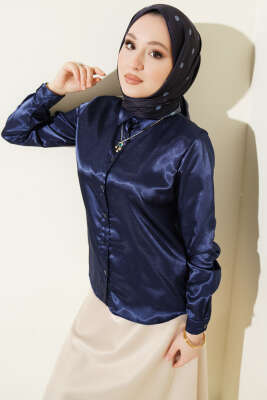 Saten Gömlek Lacivert 