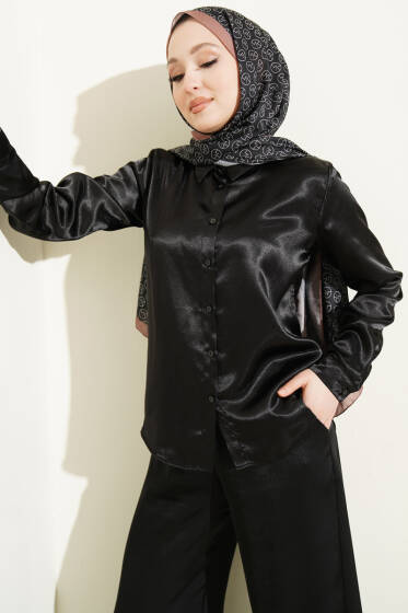 Saten Gömlek Siyah - Gömlek