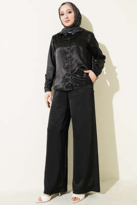 Saten Gömlek Siyah - Gömlek