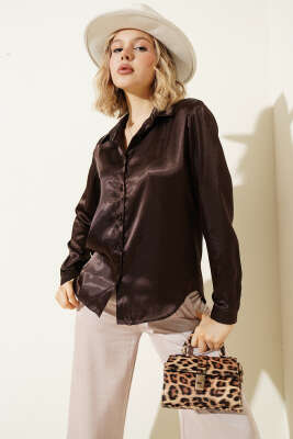 Saten Gömlek Kahve - BIGDART