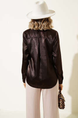 Saten Gömlek Kahve - Kadın Giyim Modelleri