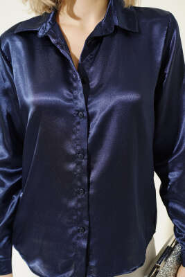 Saten Gömlek Lacivert - Yılın Fırsatı