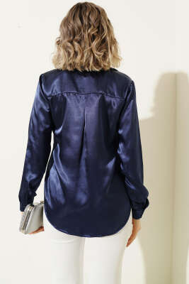 Saten Gömlek Lacivert - Yılın Fırsatı