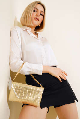 Saten Uzun Kol Gömlek Bej - Kadın Giyim Modelleri