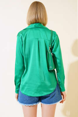 Saten Uzun Kol Gömlek Benetton - Kadın Giyim Modelleri