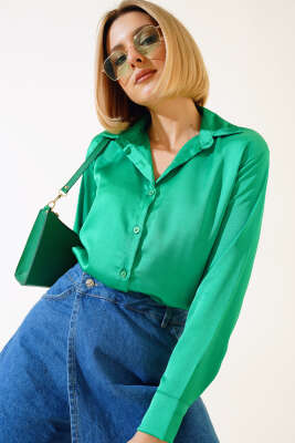 Saten Uzun Kol Gömlek Benetton 