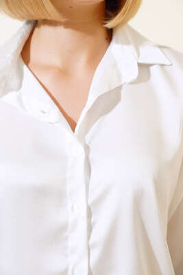 Saten Uzun Kol Gömlek Ekru - Kadın Giyim Modelleri