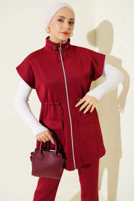 Scuba Bel Tünelli Yelekli İkili Takım Bordo - İkili Takım