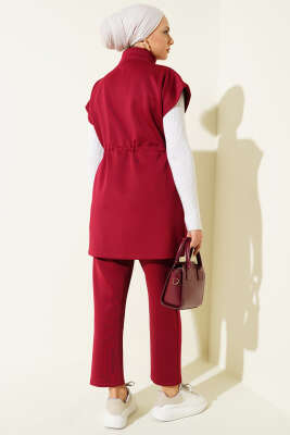 Scuba Bel Tünelli Yelekli İkili Takım Bordo - İkili Takım