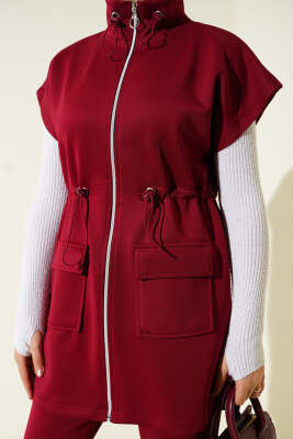 Scuba Bel Tünelli Yelekli İkili Takım Bordo - İkili Takım