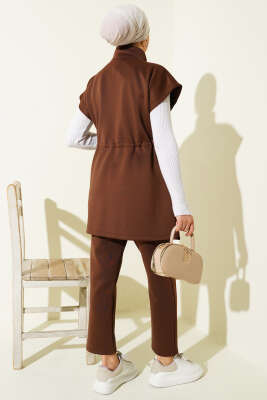 Scuba Bel Tünelli Yelekli İkili Takım Kahve - İkili Takım