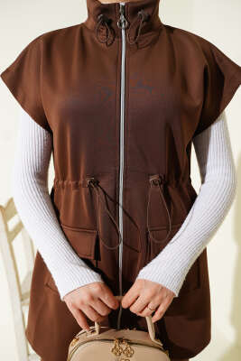 Scuba Bel Tünelli Yelekli İkili Takım Kahve - İkili Takım