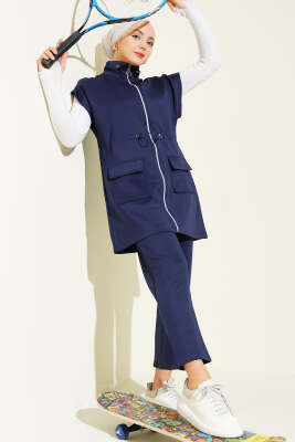 Scuba Bel Tünelli Yelekli İkili Takım Lacivert - CNR TEKSTİL