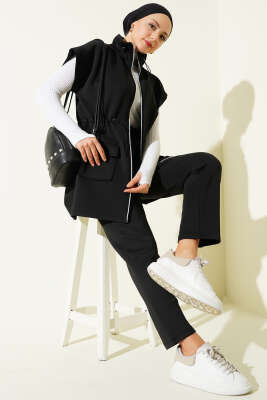 Scuba Bel Tünelli Yelekli İkili Takım Siyah - CNR TEKSTİL