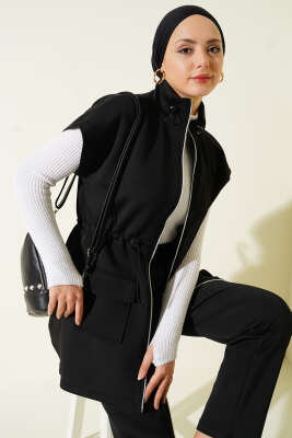 Scuba Bel Tünelli Yelekli İkili Takım Siyah - İkili Takım