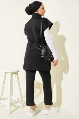 Scuba Bel Tünelli Yelekli İkili Takım Siyah - İkili Takım