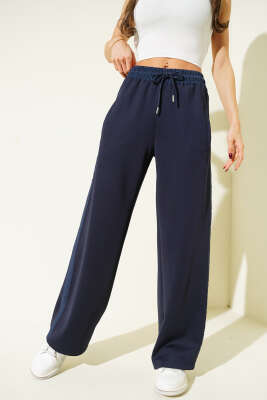 Scuba Beli Lastikli Pantolon Lacivert - Kadın Giyim Modelleri