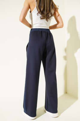 Scuba Beli Lastikli Pantolon Lacivert - Kadın Giyim Modelleri