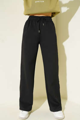 Scuba Beli Lastikli Pantolon Siyah - Kadın Giyim Modelleri