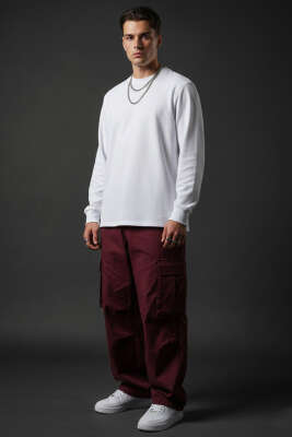 Scuba Bisiklet Yaka Erkek Sweatshirt Beyaz - Erkek Sweatshirt