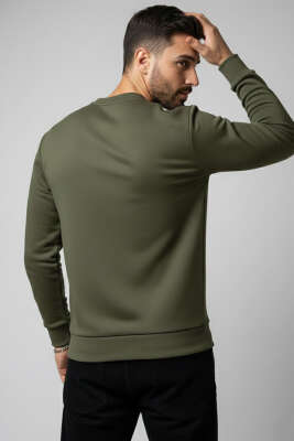 Scuba Bisiklet Yaka Erkek Sweatshirt Haki - Erkek Sweatshirt