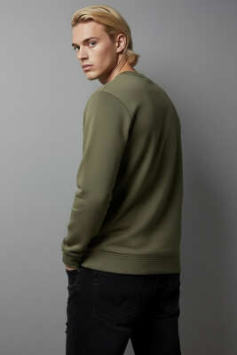 Scuba Bisiklet Yaka Erkek Sweatshirt Haki - Erkek Sweatshirt