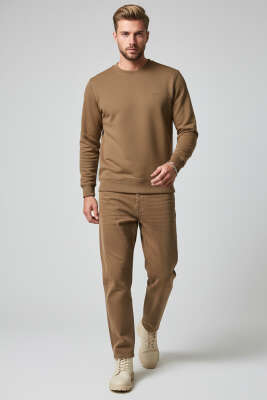 Scuba Bisiklet Yaka Erkek Sweatshirt Kahve - Erkek Sweatshirt