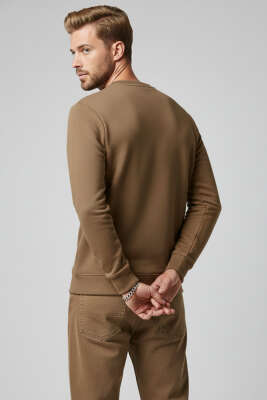 Scuba Bisiklet Yaka Erkek Sweatshirt Kahve - Erkek Sweatshirt