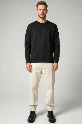 Scuba Bisiklet Yaka Erkek Sweatshirt Siyah - Erkek Sweatshirt