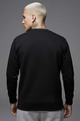 Scuba Bisiklet Yaka Erkek Sweatshirt Siyah - Erkek Sweatshirt