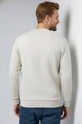 Scuba Bisiklet Yaka Erkek Sweatshirt Taş - Erkek Sweatshirt