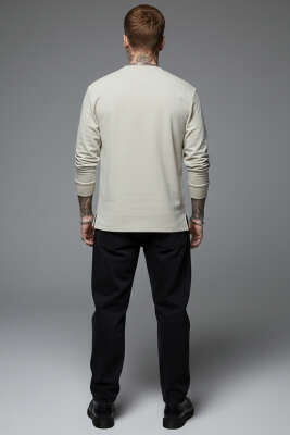 Scuba Bisiklet Yaka Erkek Sweatshirt Taş - Erkek Sweatshirt