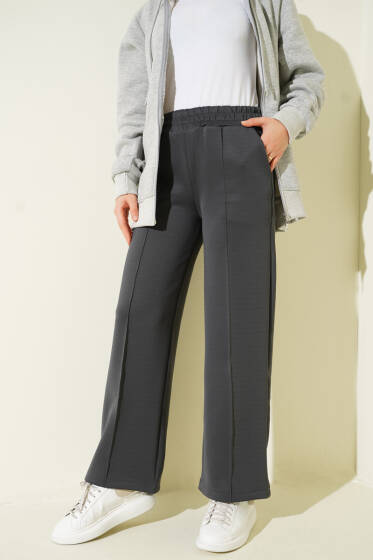 Scuba Çımalı Bol Paçalı Pantolon Füme - Pantolon