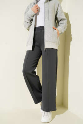 Scuba Çımalı Bol Paçalı Pantolon Füme - Pantolon