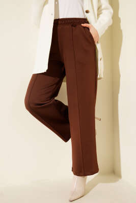 Scuba Çımalı Bol Paçalı Pantolon Kahve 
