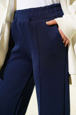 Scuba Çımalı Bol Paçalı Pantolon Lacivert - Pantolon