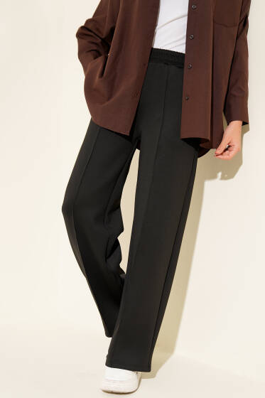 Scuba Çımalı Bol Paçalı Pantolon Siyah - Pantolon