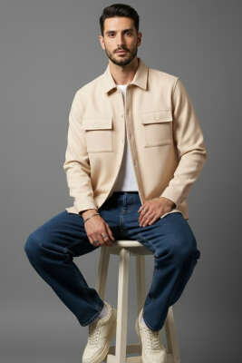 Scuba Çıtçıtlı Erkek Gömlek Bej 