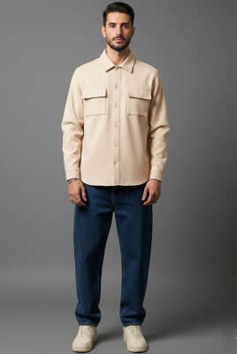 Scuba Çıtçıtlı Erkek Gömlek Bej - Yeni Erkek Giyim