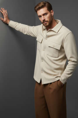 Scuba Çıtçıtlı Erkek Gömlek Taş - BESSE