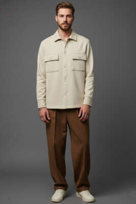 Scuba Çıtçıtlı Erkek Gömlek Taş - Erkek Gömlek