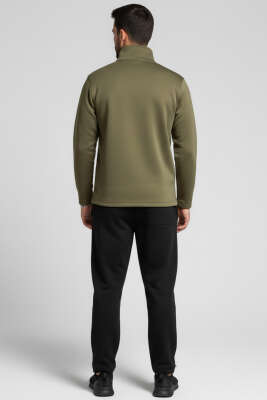 Scuba Fermuarlı Erkek Sweatshirt Haki - Erkek Sweatshirt