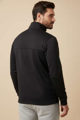 Scuba Fermuarlı Erkek Sweatshirt Siyah - Erkek Sweatshirt