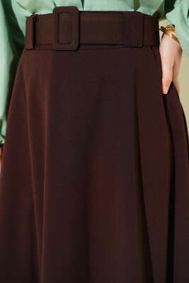 Scuba Kemerli Çan Etek Kahve - Etek