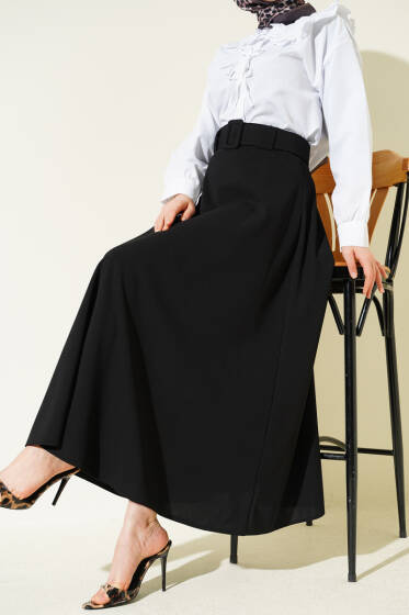 Scuba Kemerli Çan Etek Siyah - Etek