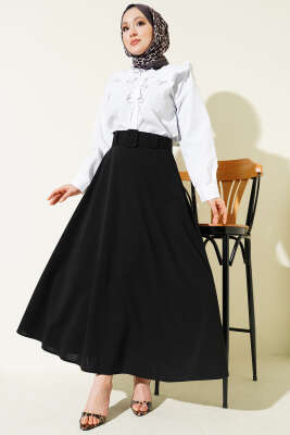 Scuba Kemerli Çan Etek Siyah - Etek