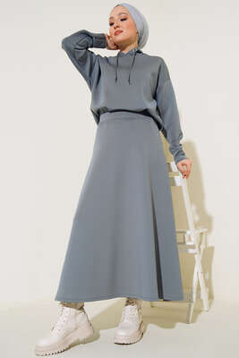 Scuba Kumaş Kapüşonlu İkili Takım Füme 