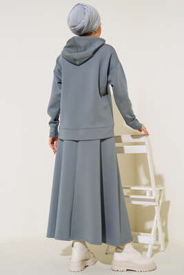 Scuba Kumaş Kapüşonlu İkili Takım Füme - İKİLİ TAKIM